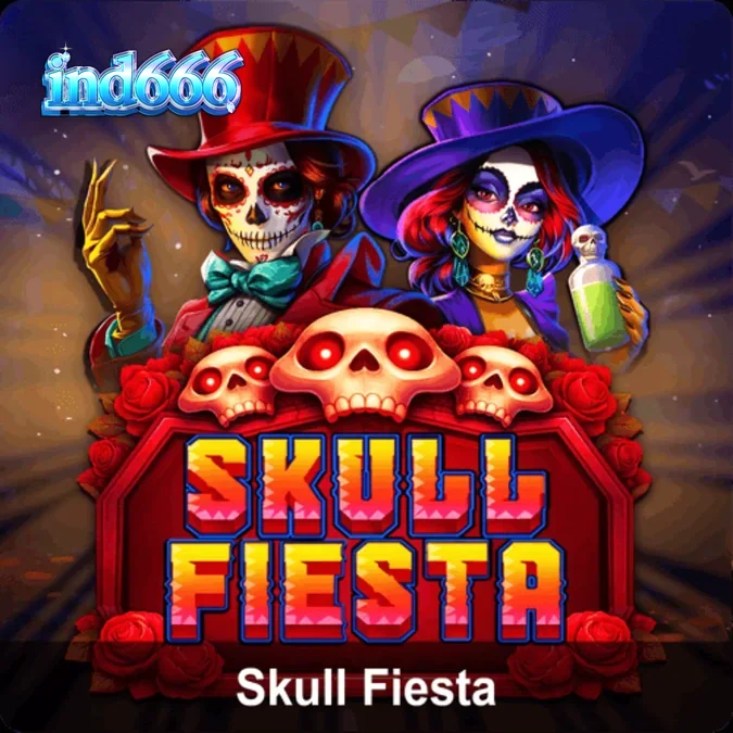 Tampilan visual slot bertema Day of the Dead dengan tengkorak dan bunga marigold